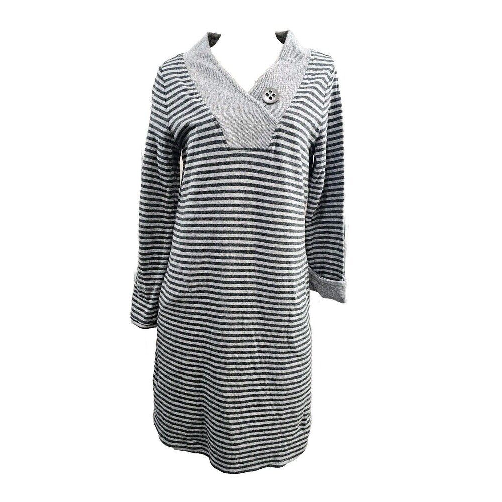 SOFT SURROUNDINGS Women's‎ Medium Striped Chill Time Casual Sweatshirt Dress